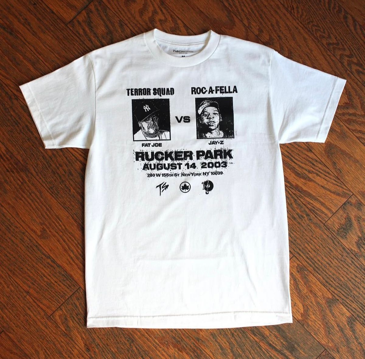 TS vs ROC-A-FELLA at Rucker Park S/S Tee – White