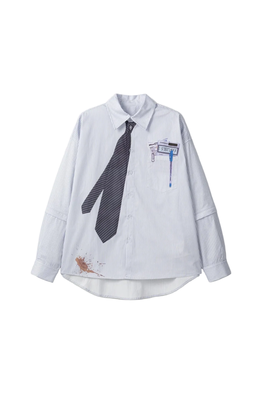 Detachable Sleeves Tie Shirt