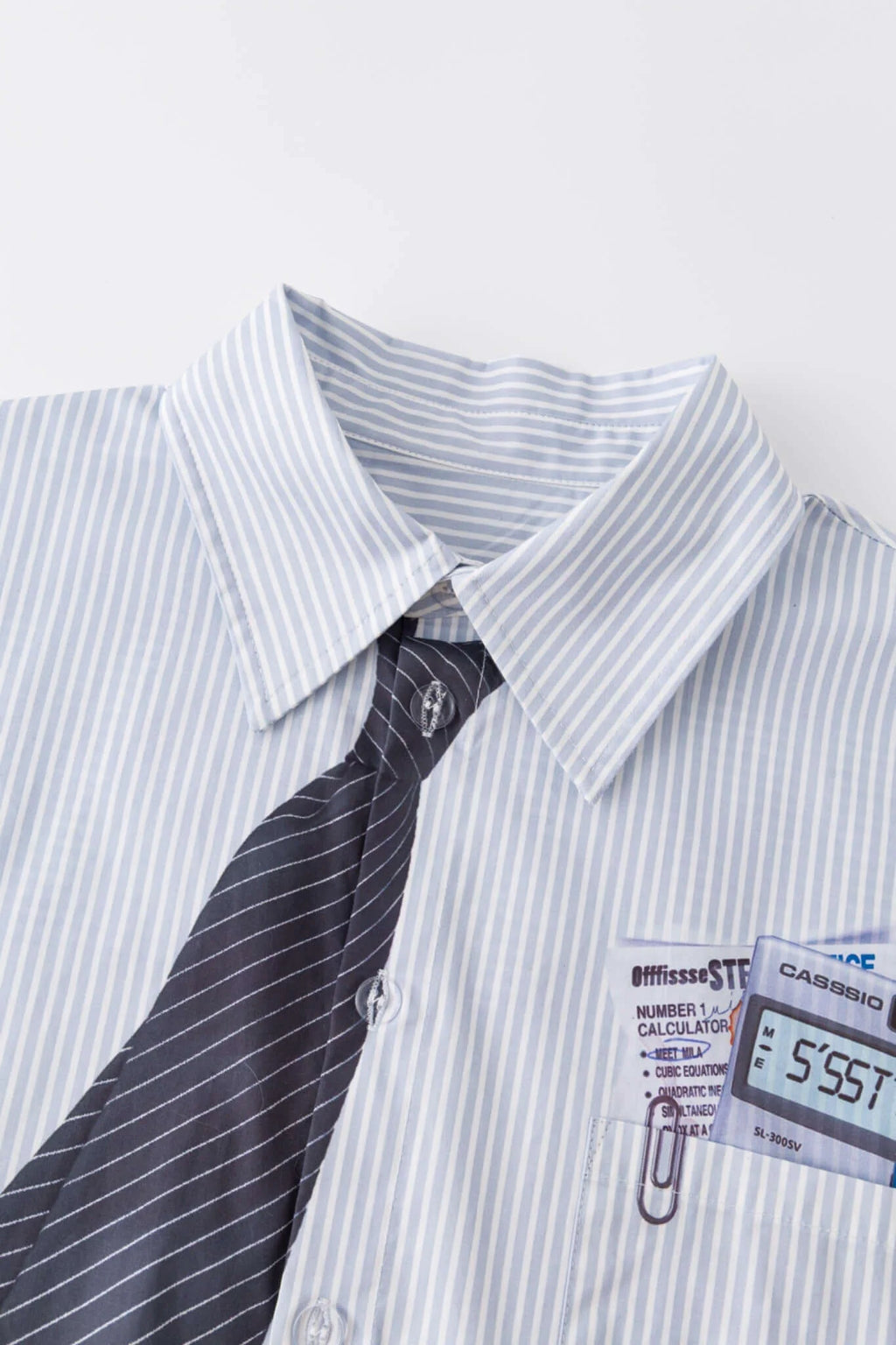 Detachable Sleeves Tie Shirt