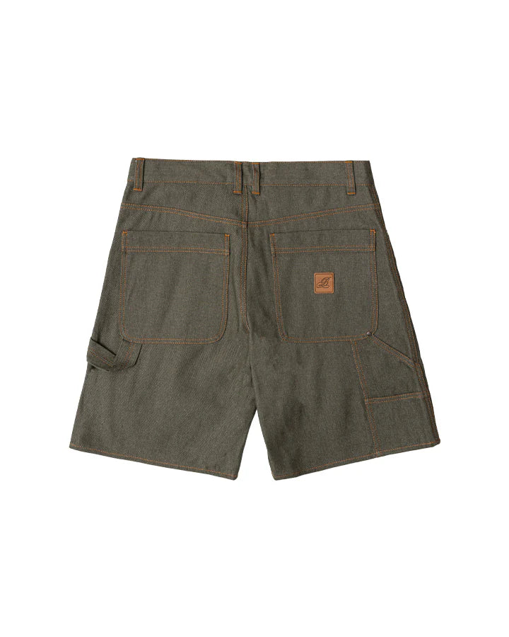 RAW DENIM DOUBLE KNEE SHORTS - GREEN – Green