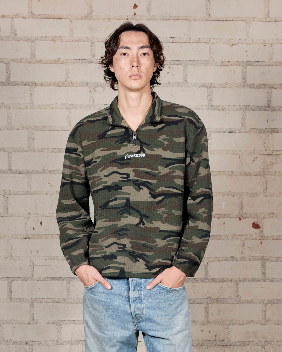 Textured Camo Quarter Zip – Camo