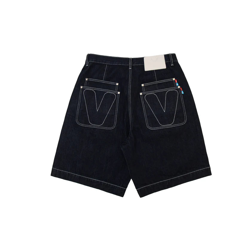 Contrast Raw Denim Shorts