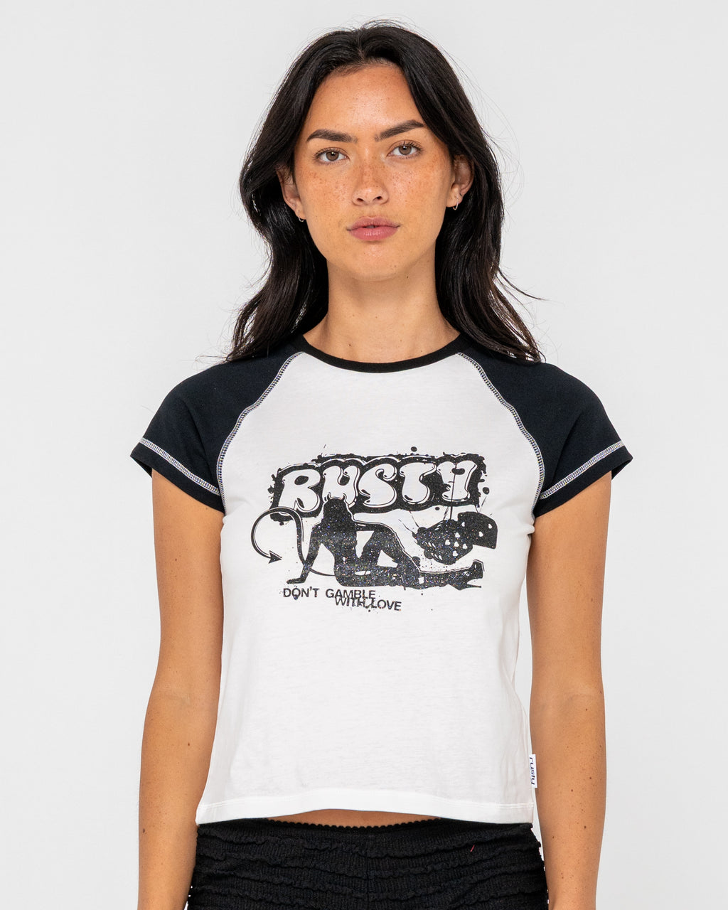 Double Dice Raglan Cap Sleeve Baby Tee – Egret