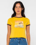 La Cabana Contrast Ringer Mini Tee – Lemon Yellow