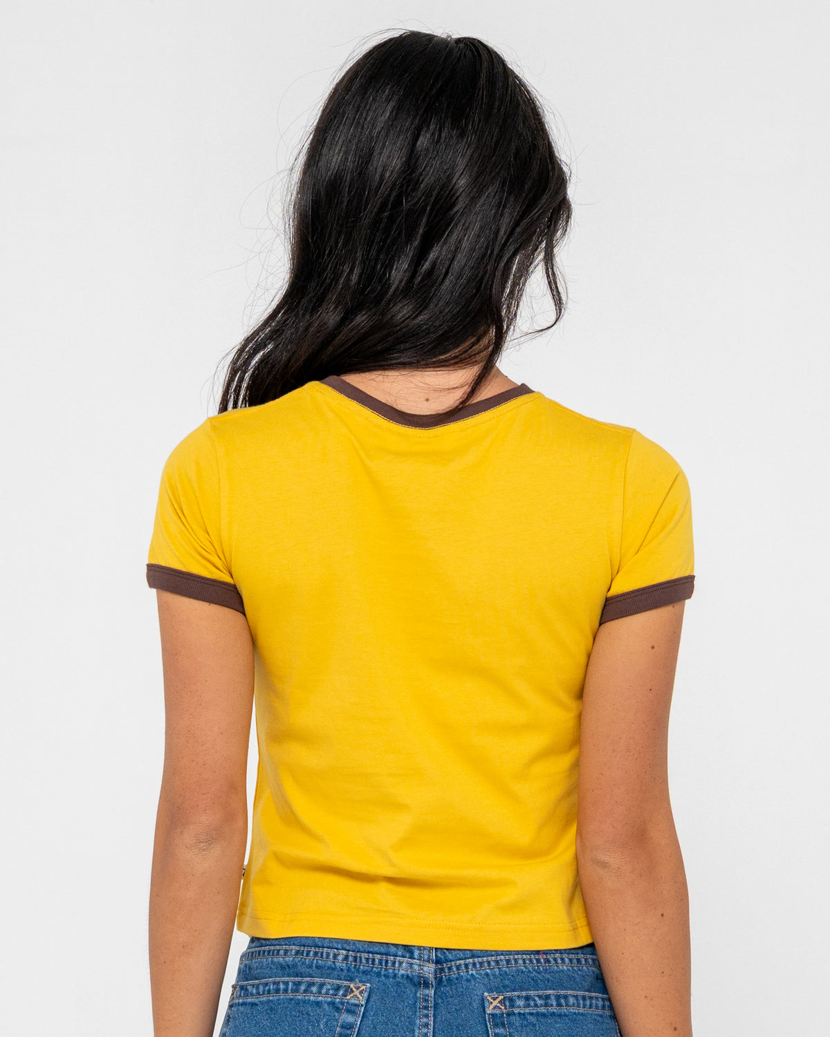 La Cabana Contrast Ringer Mini Tee – Lemon Yellow