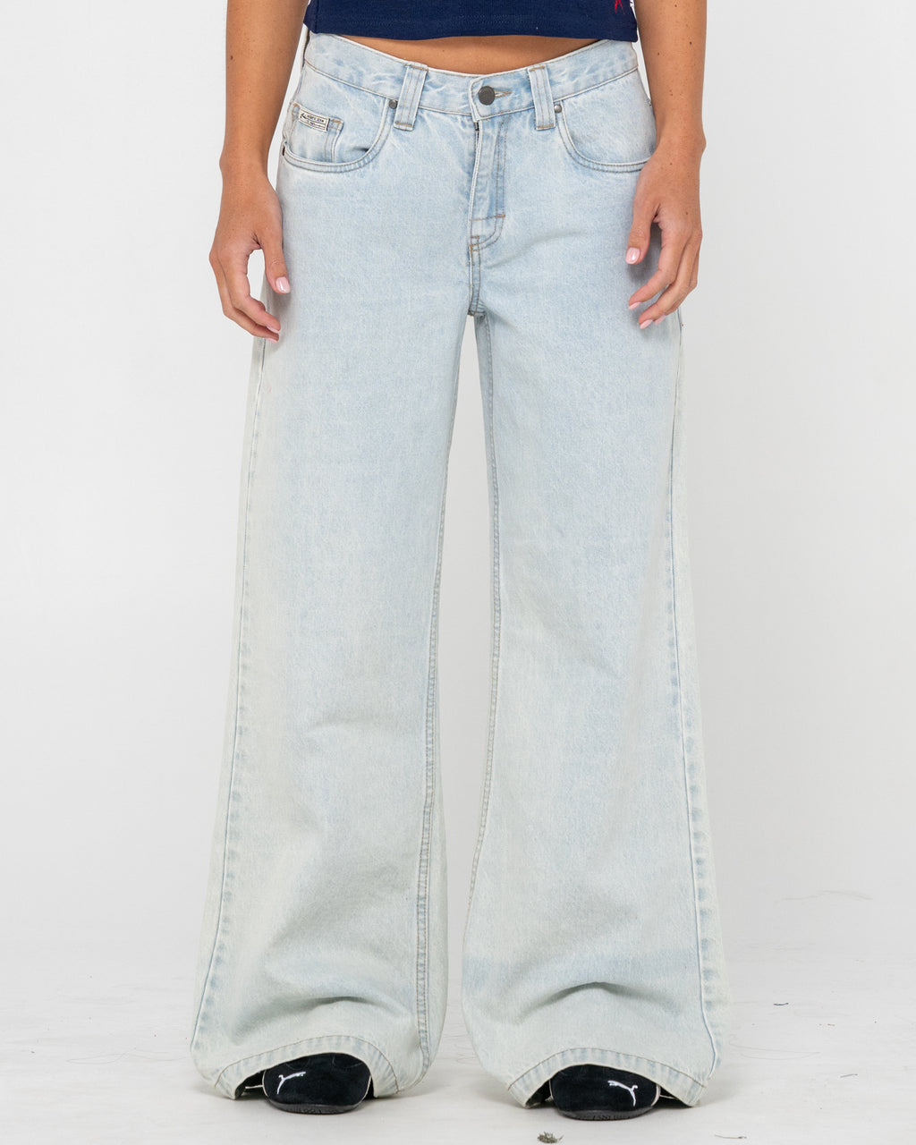 Wendy Wide Low Rise Denim Jean – Sky Blue Heather