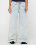 Wendy Wide Low Rise Denim Jean – Sky Blue Heather