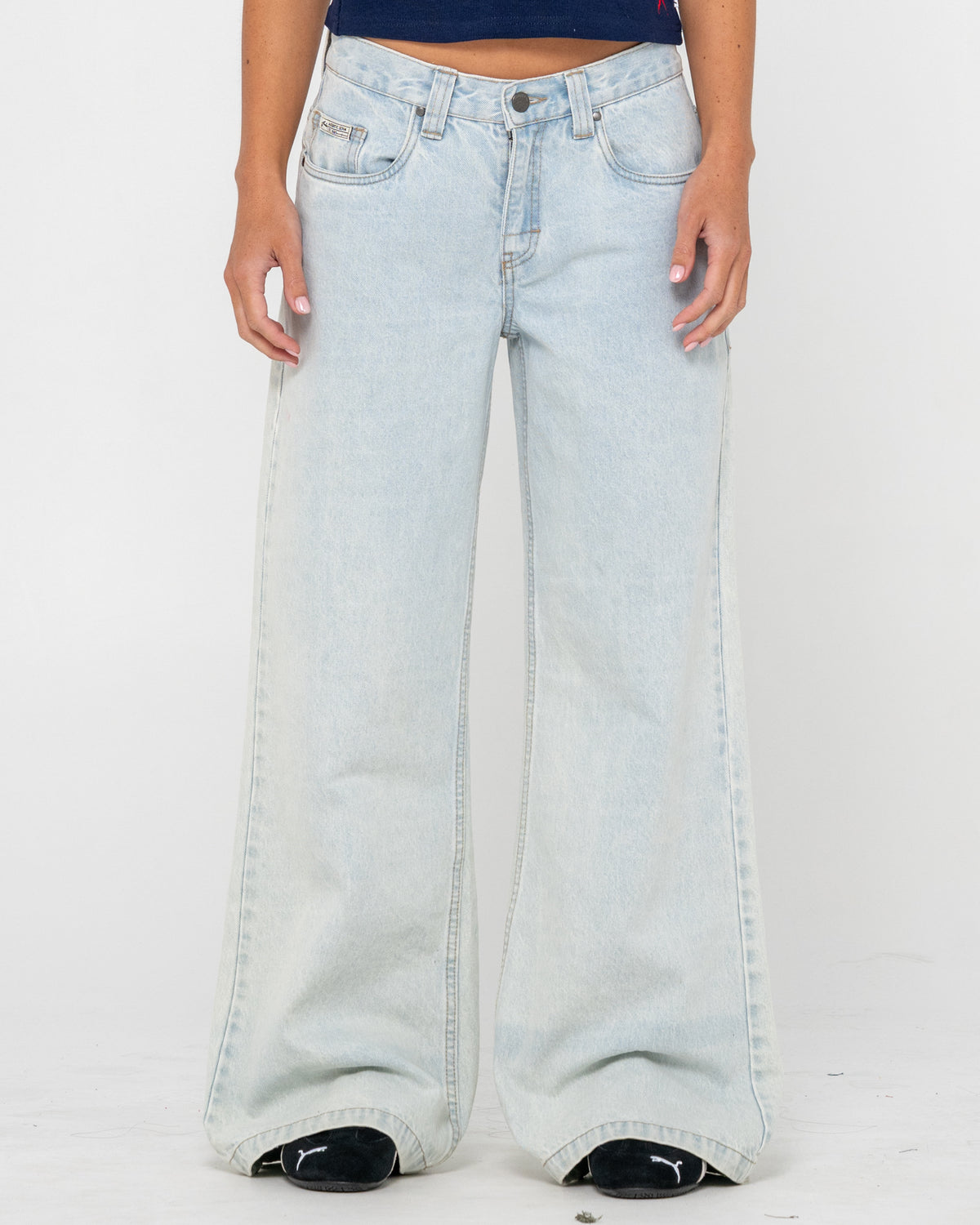 Wendy Wide Low Rise Denim Jean – Sky Blue Heather