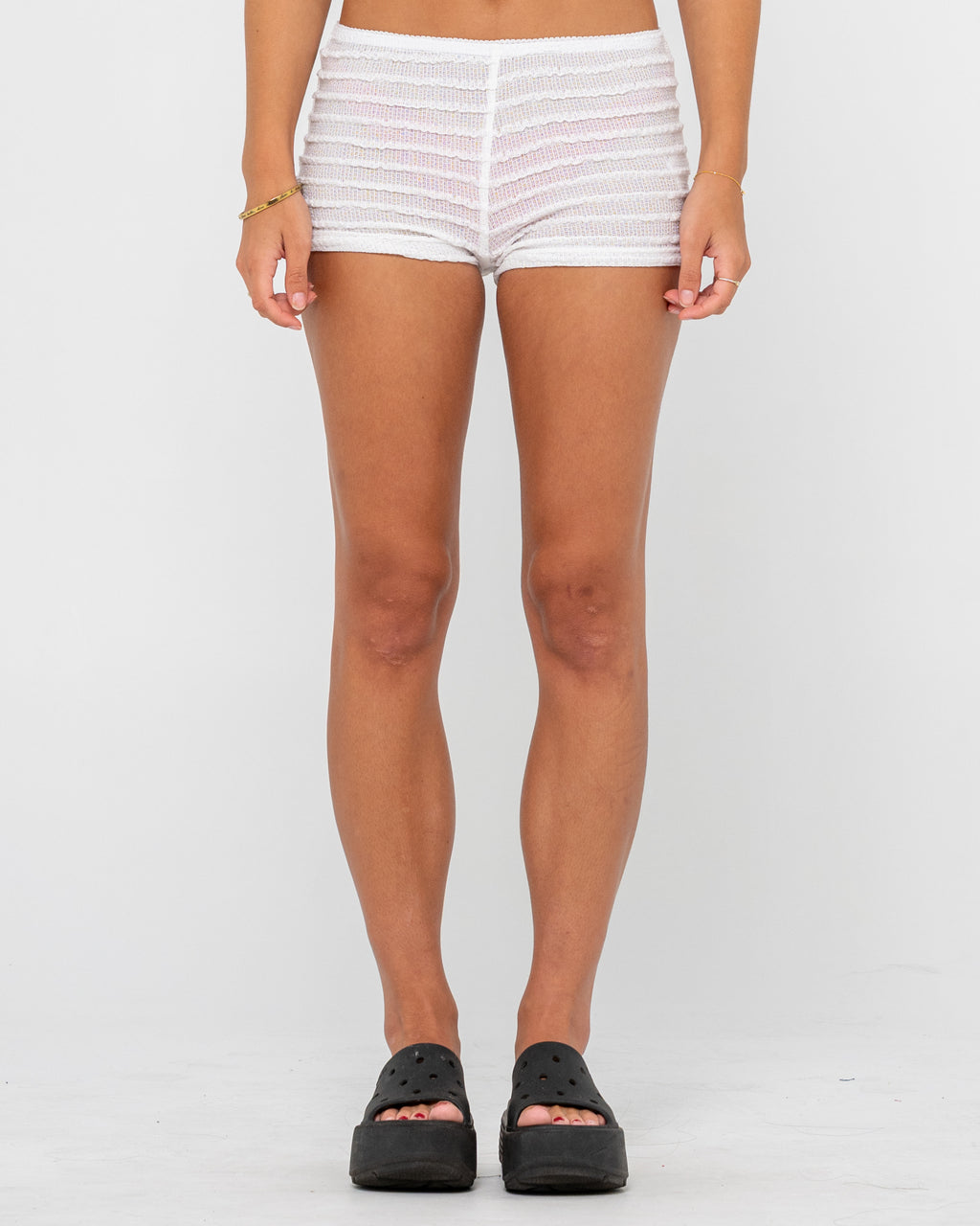 I Kissed A Pearl Booty Short – White
