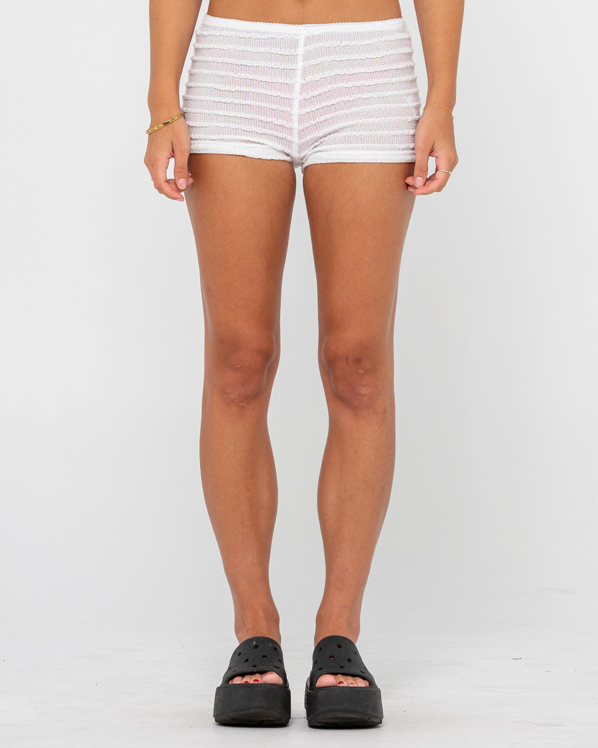I Kissed A Pearl Booty Short – White